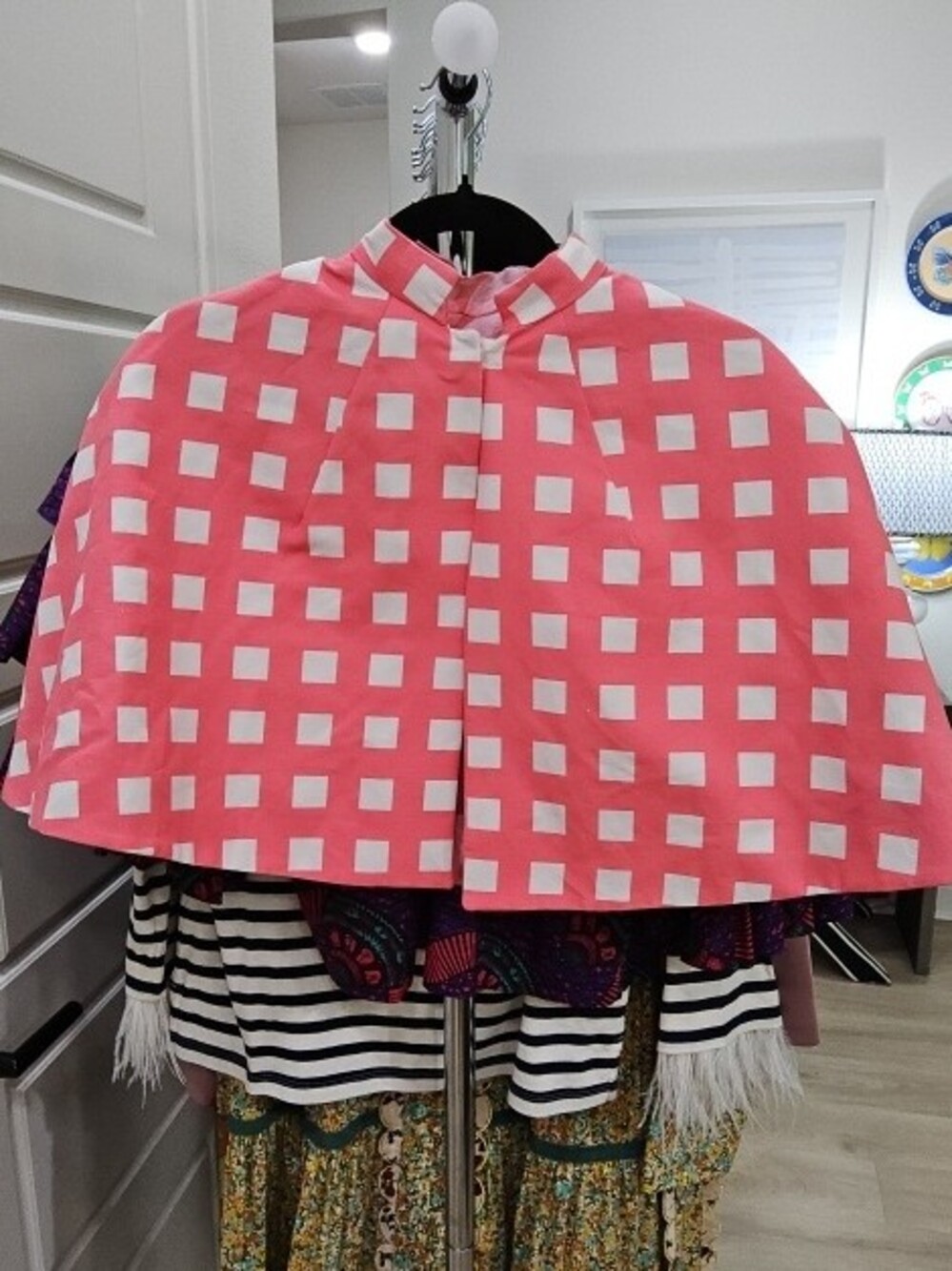 Buru Pink Reversible Gingham Cape - Picture 2 of 2